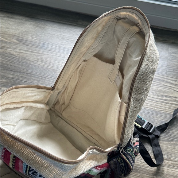 Himalayan Pure Hemp Rainbow Multicolor Large Pocket Design Backpack - Picture 3 of 5